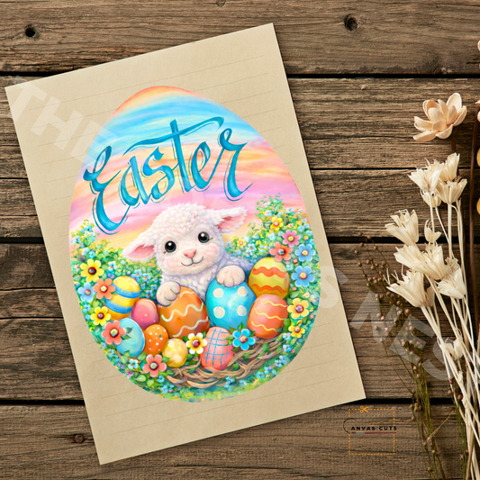 Easter Lamb Egg Canvas Cut – Lola the Lamb Spring Design
