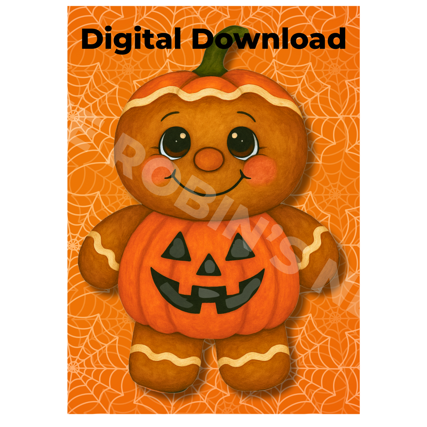 Gingerbread Jack‑O‑Lantern Costume Printable Design | Digital Download PDF & PNG