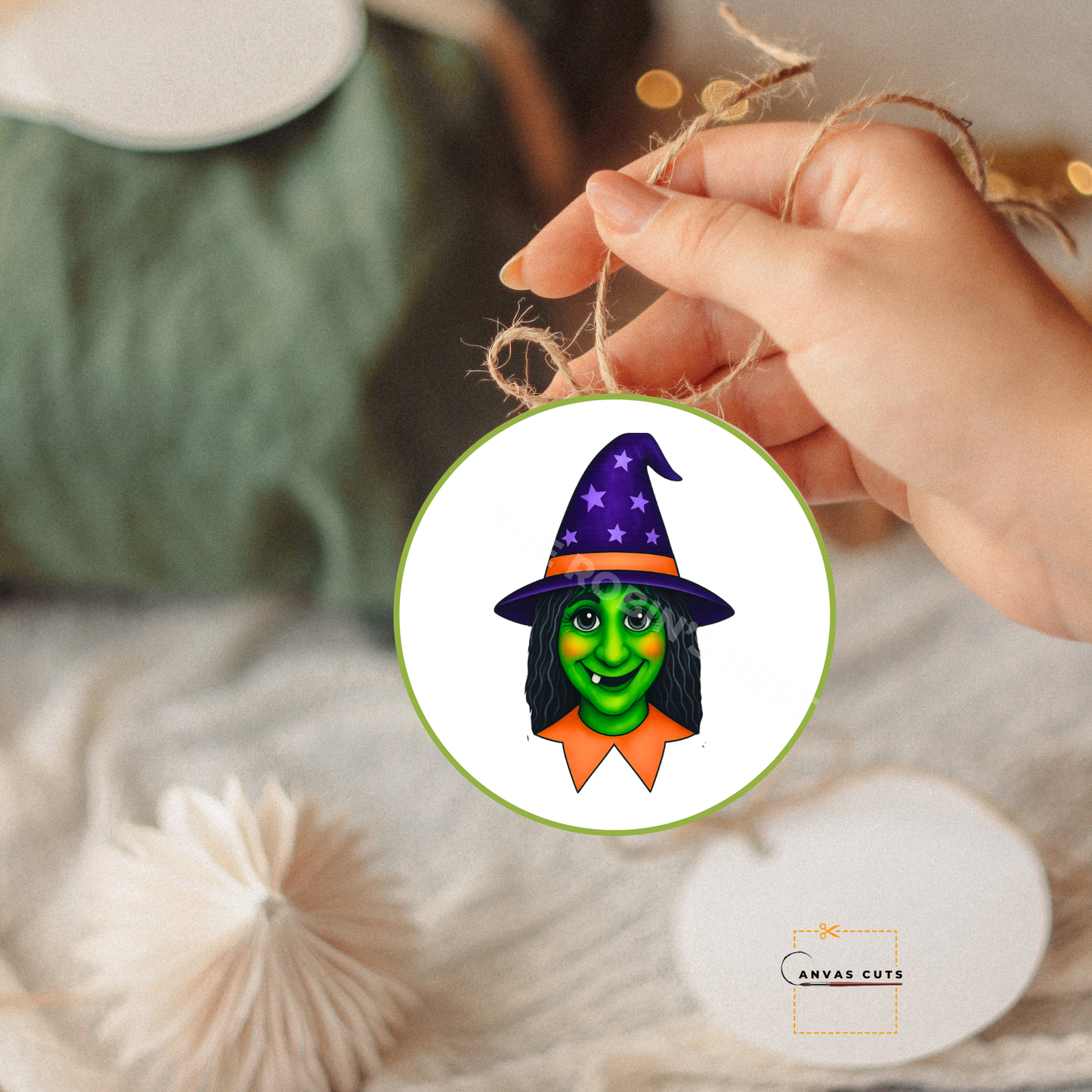 Hazel the Hag – Halloween Witch Craft Canvas for Door Hangers, Wreaths & Spooky Porch Signs