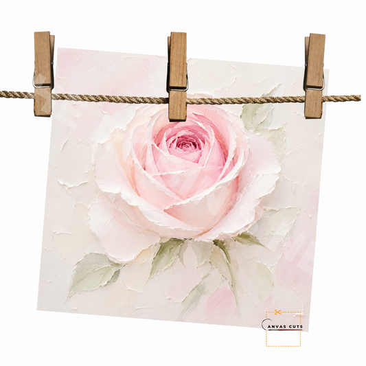 Blush Pink Rose Canvas Cut | Textured Floral Fine Art Print