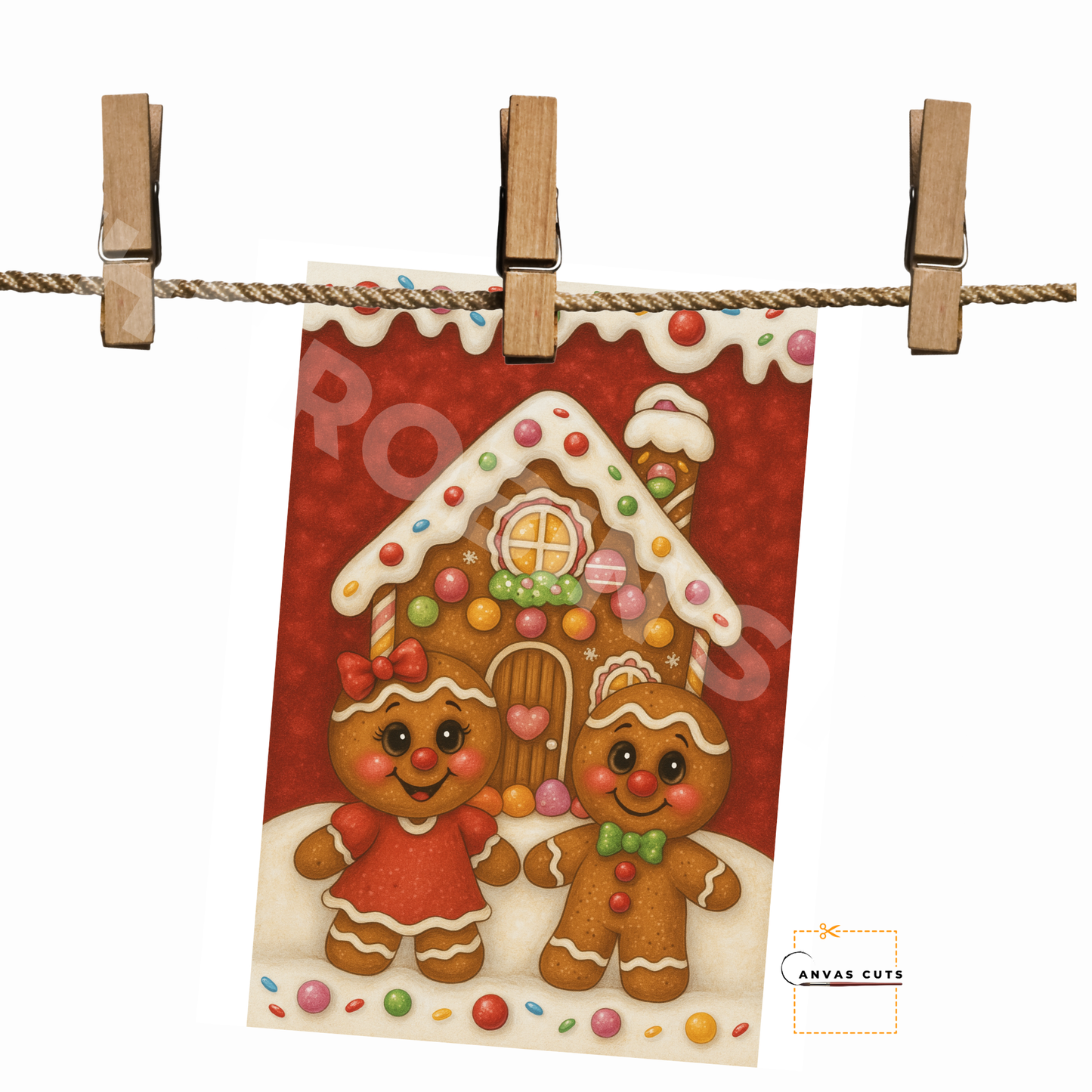 Gingerbread House with Candy Cuties – DIY Christmas Canvas for Sweet Holiday Door Hangers & Gifts