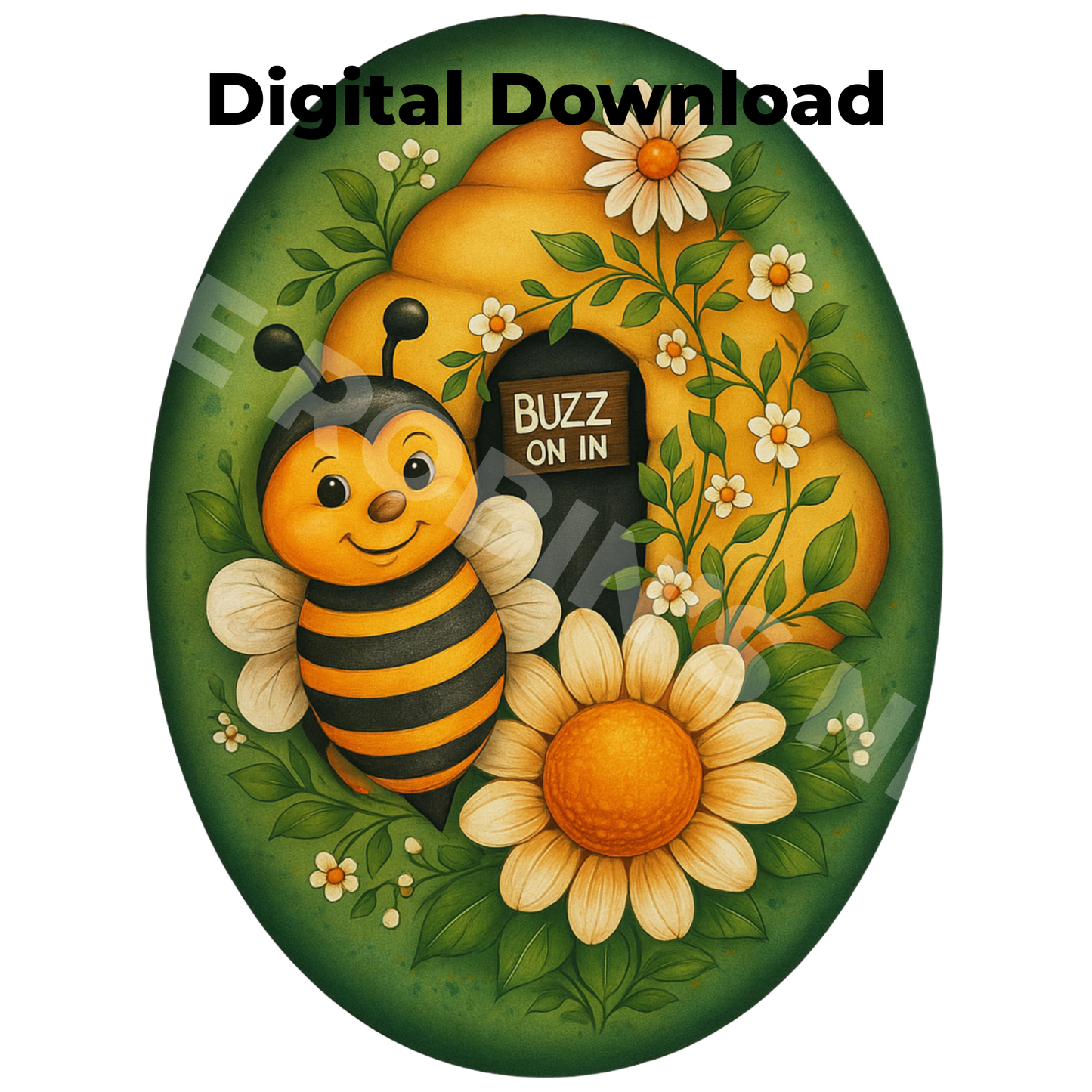 “Buzz Off” Bee, Beehive & Daisies Digital Download | Printable PDF & PNG