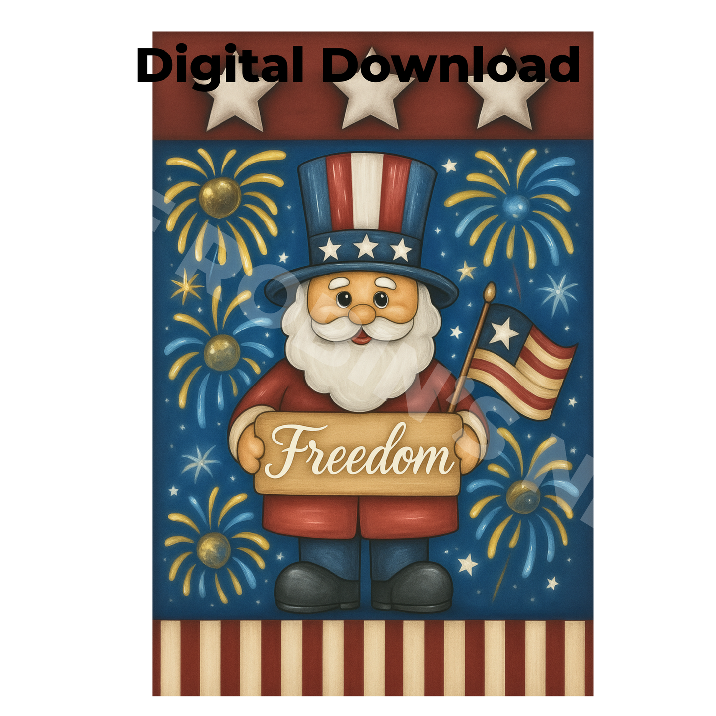 Patriotic “Uncle Sam Holding Sign of Freedom” Printable Design | Digital Download PDF & PNG