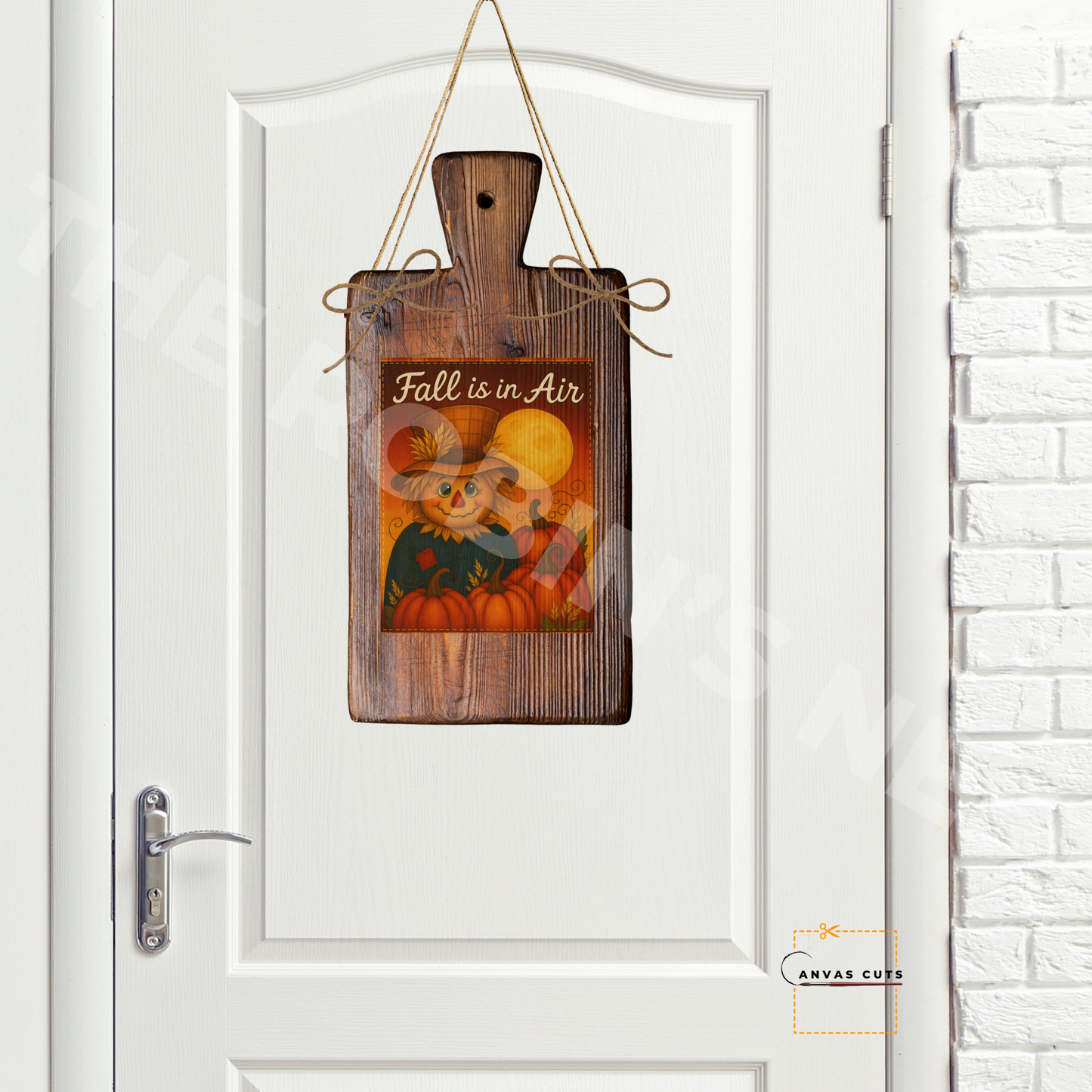Fall is in the Air Scarecrow – DIY Canvas for Autumn Door Hangers & Rustic Crafts