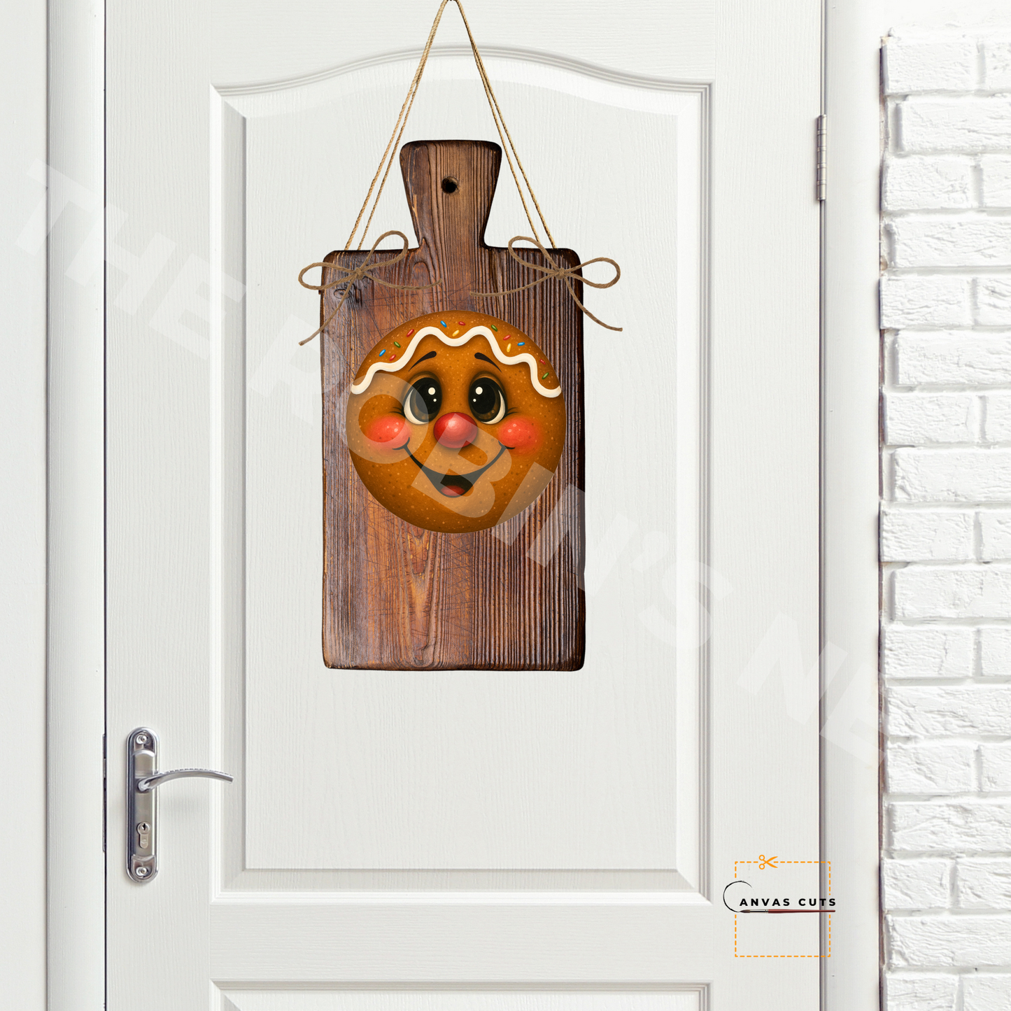 Gingerbread Face Canvas – Holiday Crafting Canvas for Door Hangers, Wreaths & Signs