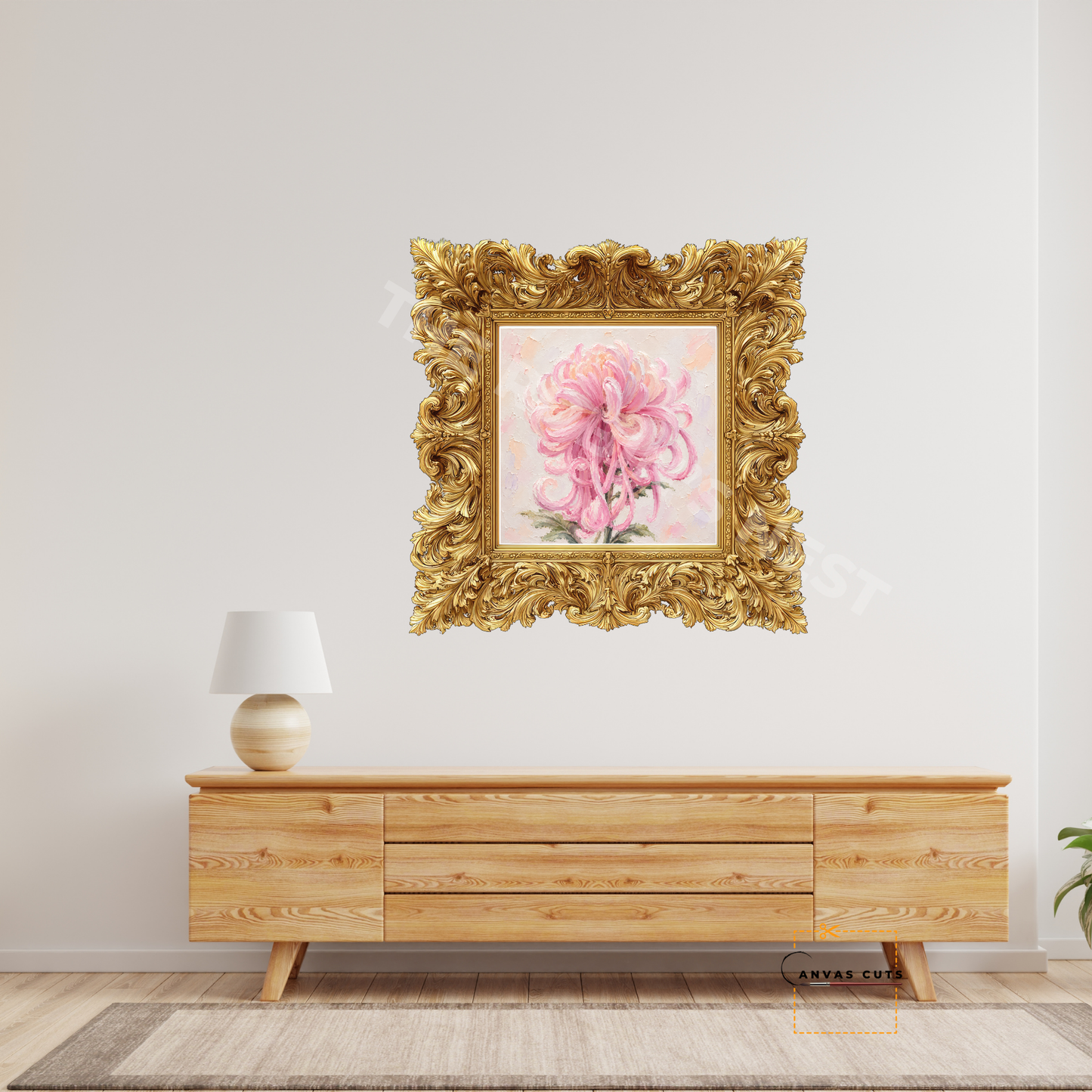 Pink Spider Mum Canvas Cut | Textured Floral Fine Art Print