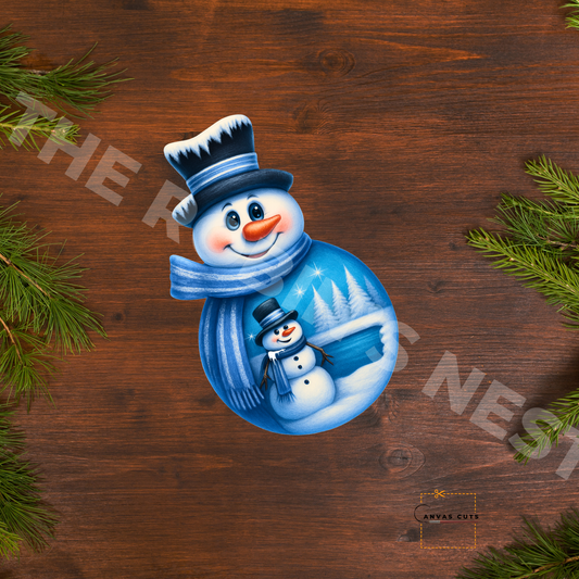 Snowman with Snowman in His Belly Personalizeable Printed Fine Art Canvas for DIY Crafting, Home Décor & Craft Shows