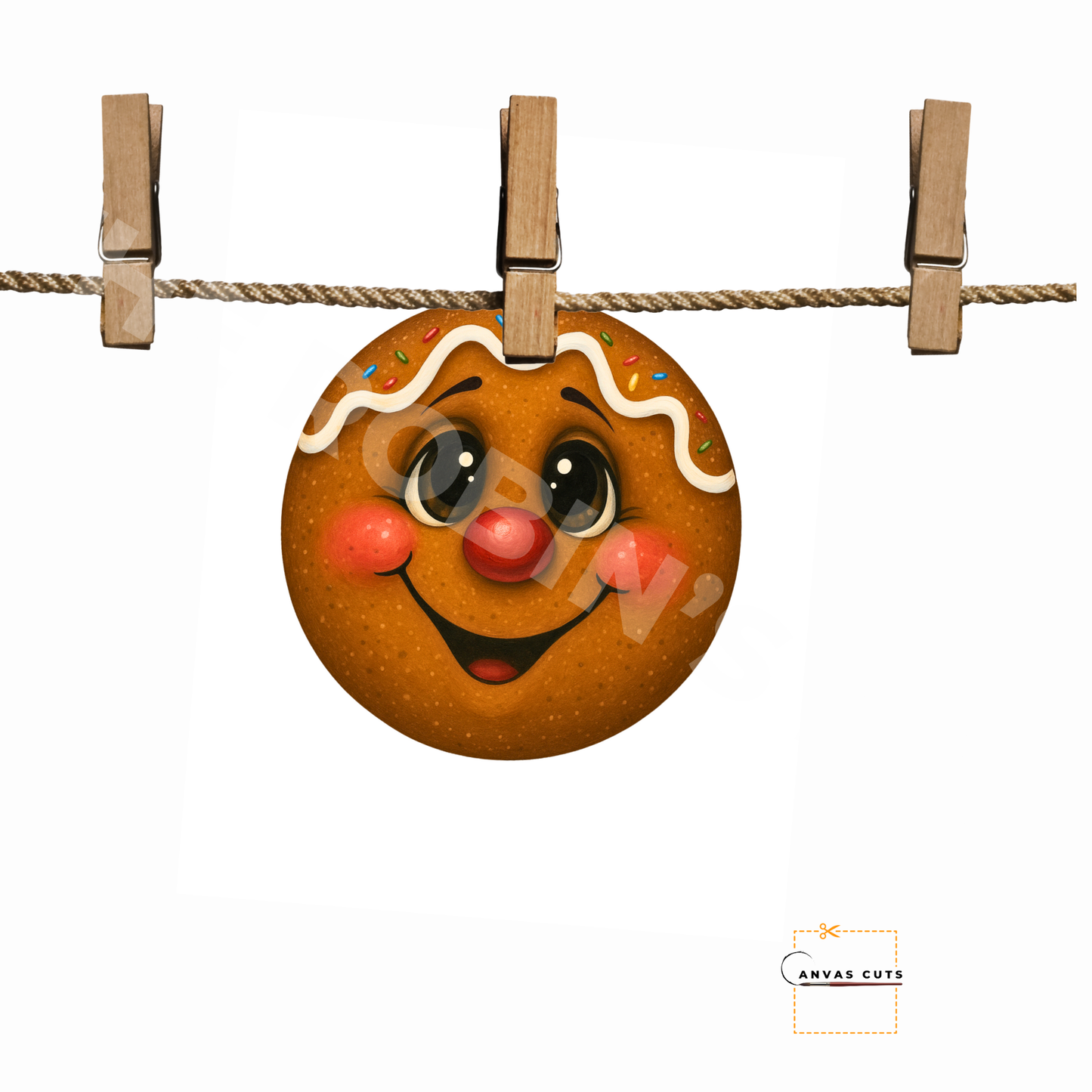 Gingerbread Face Canvas – Holiday Crafting Canvas for Door Hangers, Wreaths & Signs