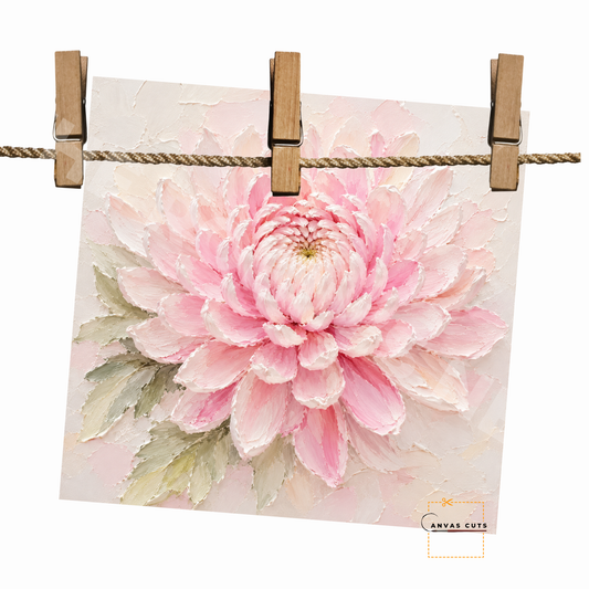 Pink Chrysanthemum Canvas Cut | Textured Floral Fine Art Print