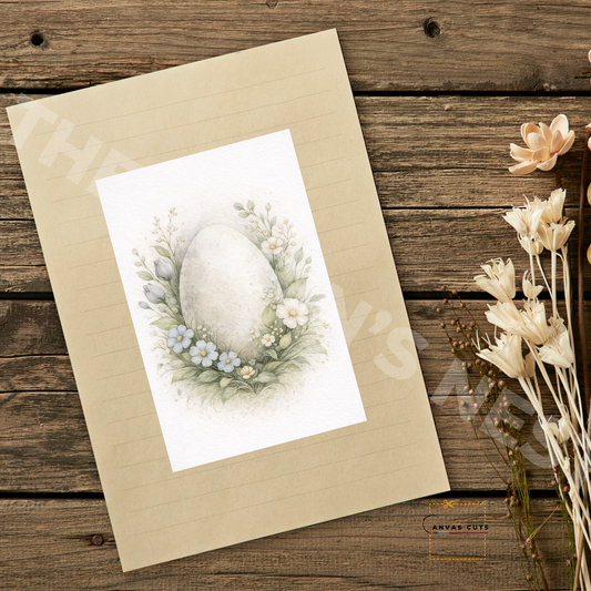 White Egg with Spring Flowers
