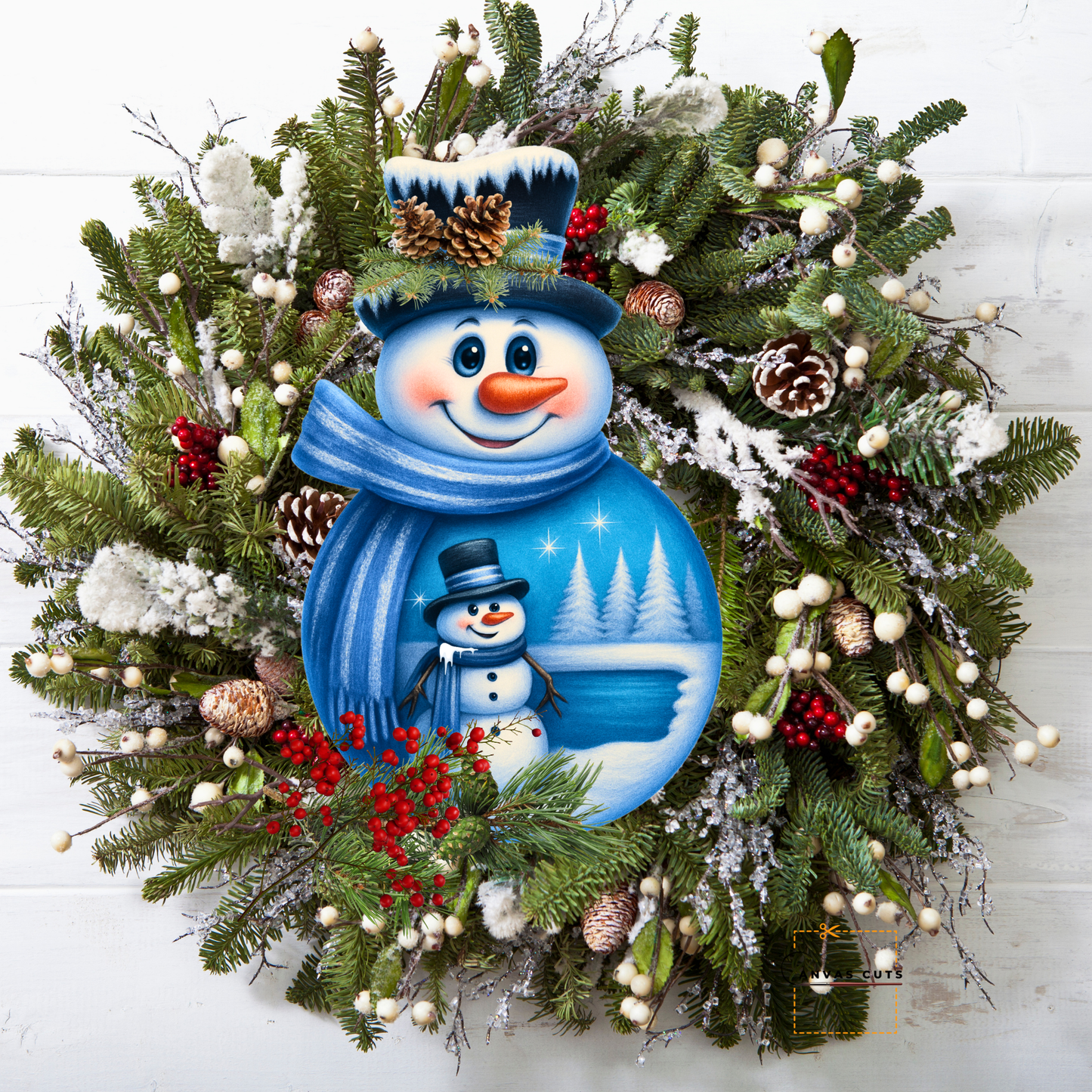 Snowman with Snowman in His Belly Personalizeable Printed Fine Art Canvas for DIY Crafting, Home Décor & Craft Shows