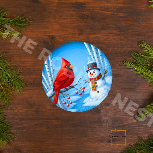Snowman and Cardinal – Winter Crafting Canvas for Door Hangers, Wreaths & Christmas Signs