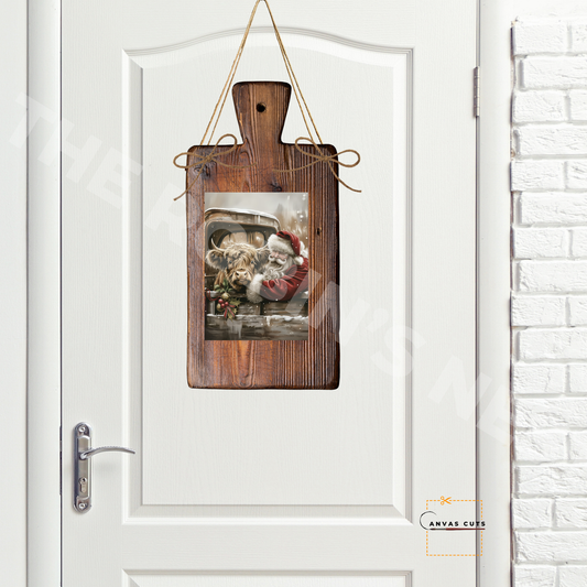 Santa and Highland Cow Christmas Craft Canvas for Signs & Door Hangers