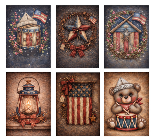Primitive Americana Canvas Bundle for DIY Patriotic Decor | Craft Show & Farmhouse Designs