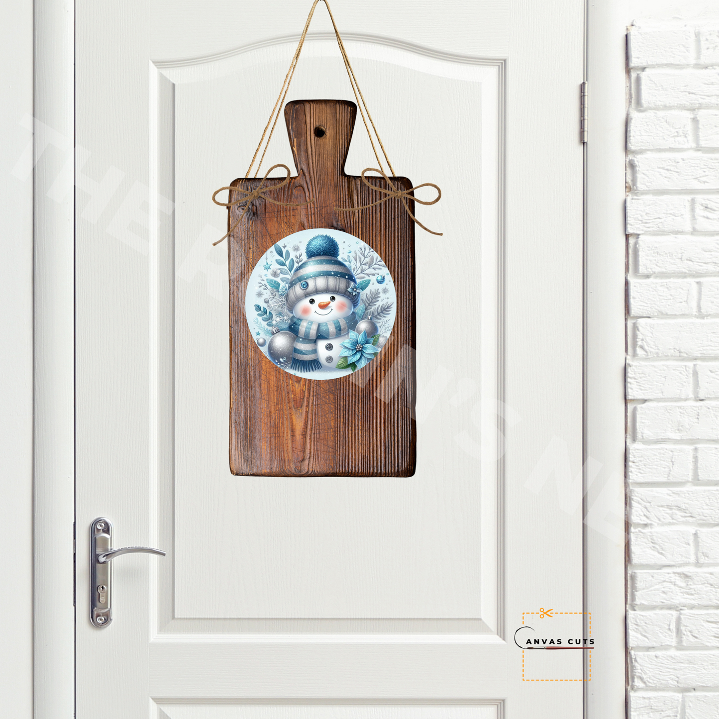 Snowman with Flowers Personalizeable Printed Fine Art Canvas for DIY Crafting, Home Décor & Craft Shows