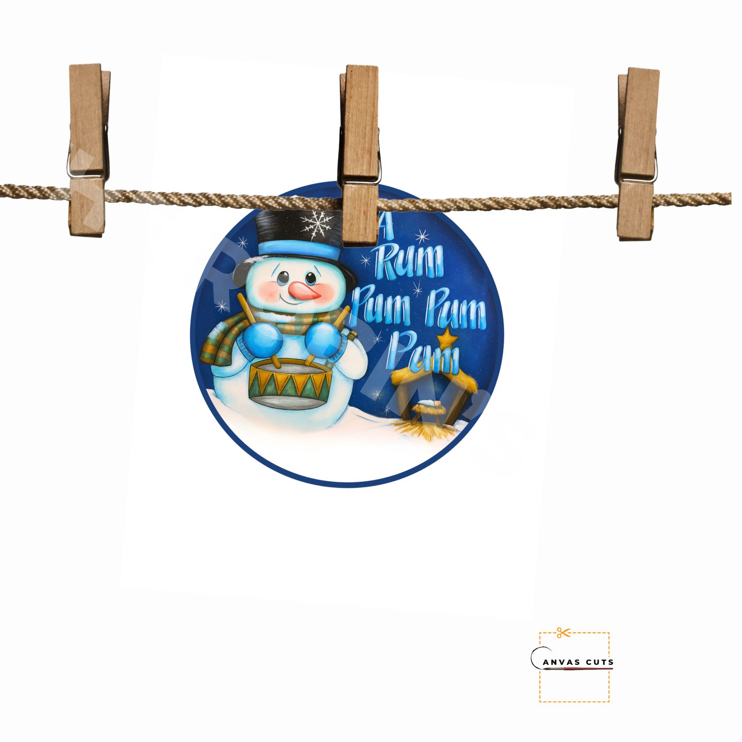 Little Snowman Drummer Boy – “Pa Rum Pum Pum Pum” Christmas Craft Canvas for Signs & Door Hangers