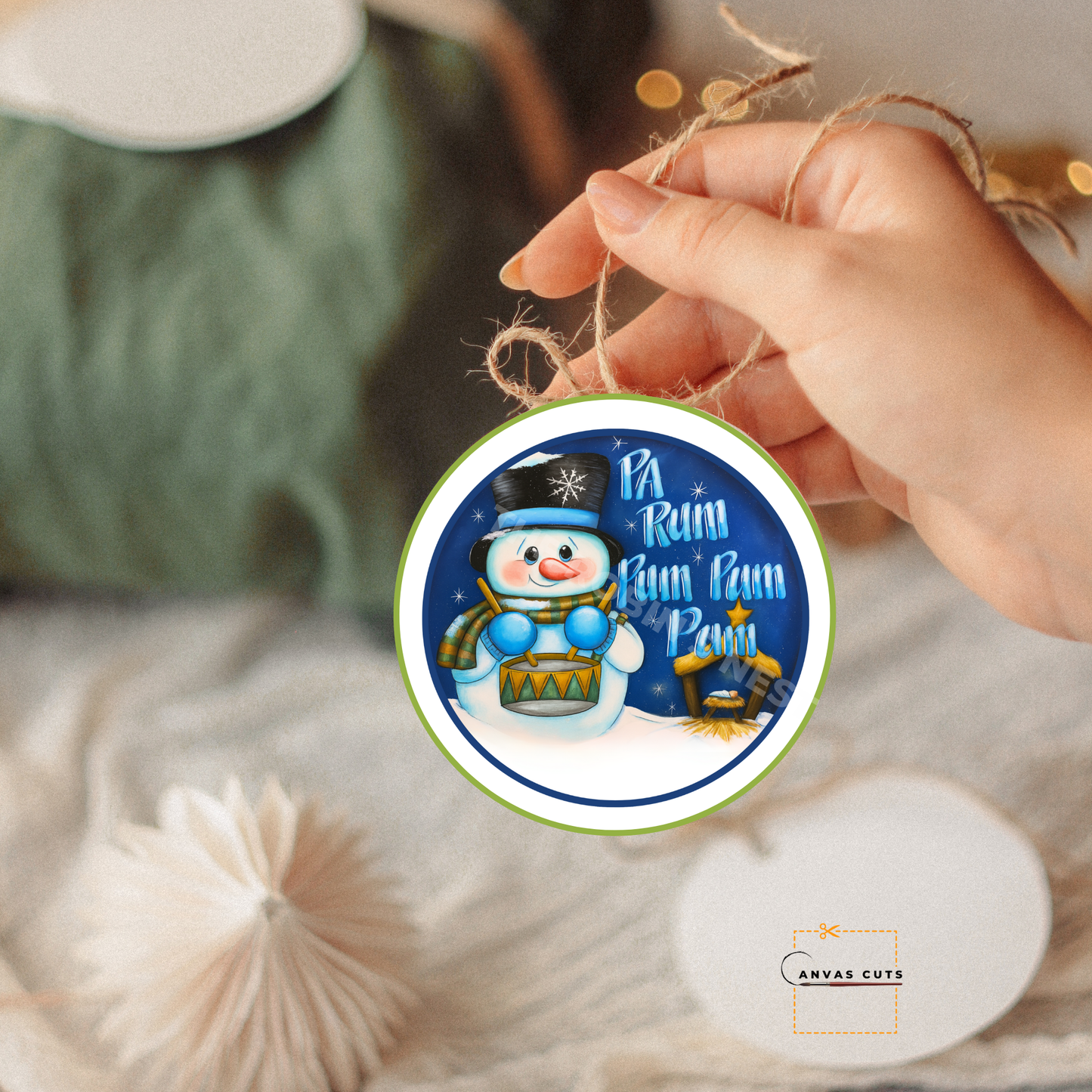 Little Snowman Drummer Boy – “Pa Rum Pum Pum Pum” Christmas Craft Canvas for Signs & Door Hangers