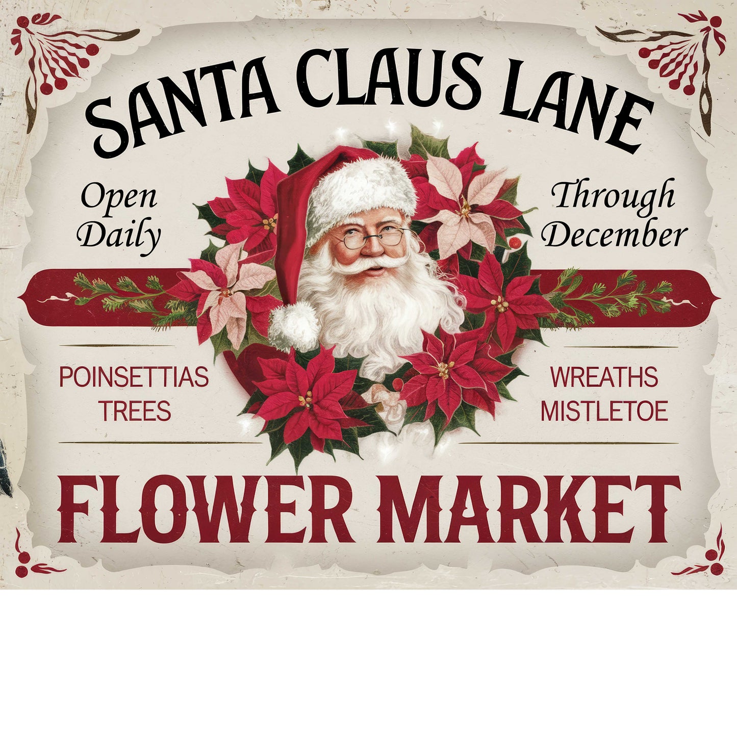 Santa Claus Lane Flower Market Canvas