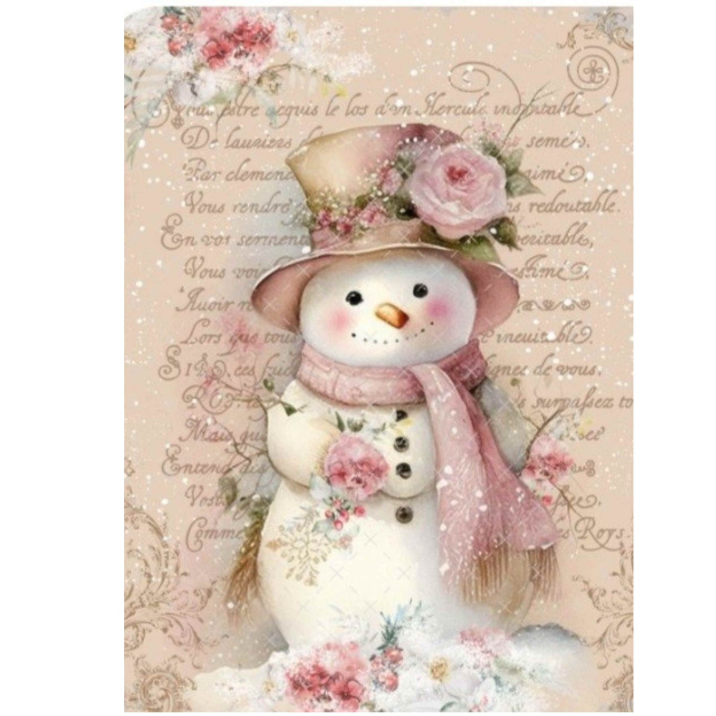 Pink Lady Snowman Canvas