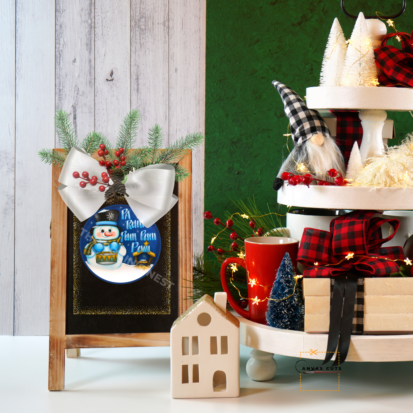 Little Snowman Drummer Boy – “Pa Rum Pum Pum Pum” Christmas Craft Canvas for Signs & Door Hangers