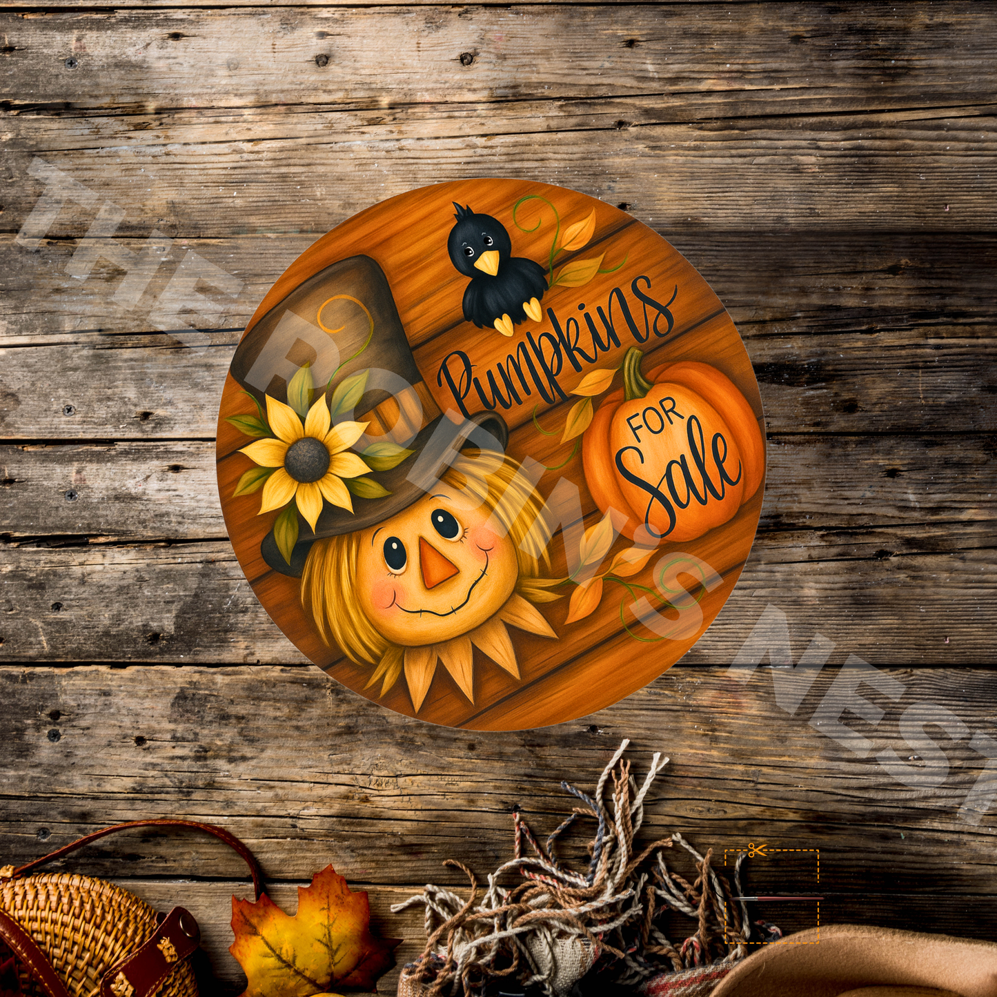 “Pumpkins for Sale” Scarecrow – Fall Crafting Canvas for Door Hangers, Wreaths & Porch Decor