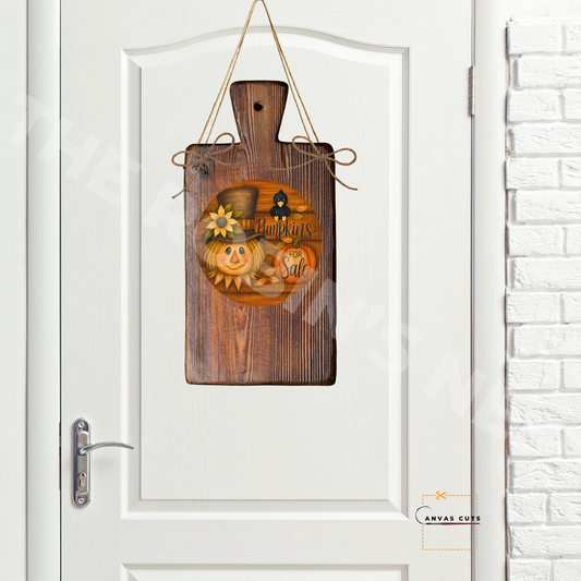 “Pumpkins for Sale” Scarecrow – Fall Crafting Canvas for Door Hangers, Wreaths & Porch Decor