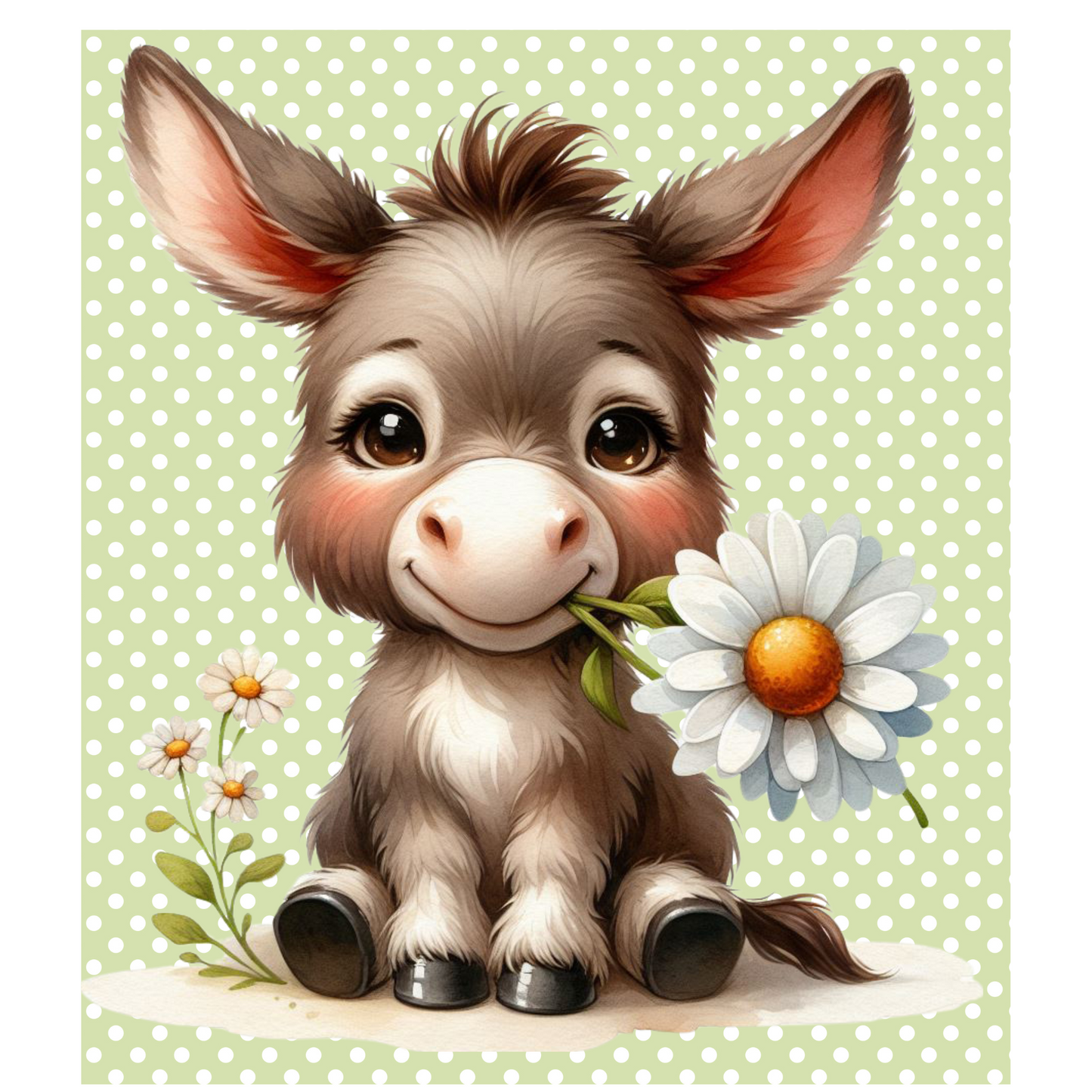 Spring Donkey with Daisy Fabric Canvas