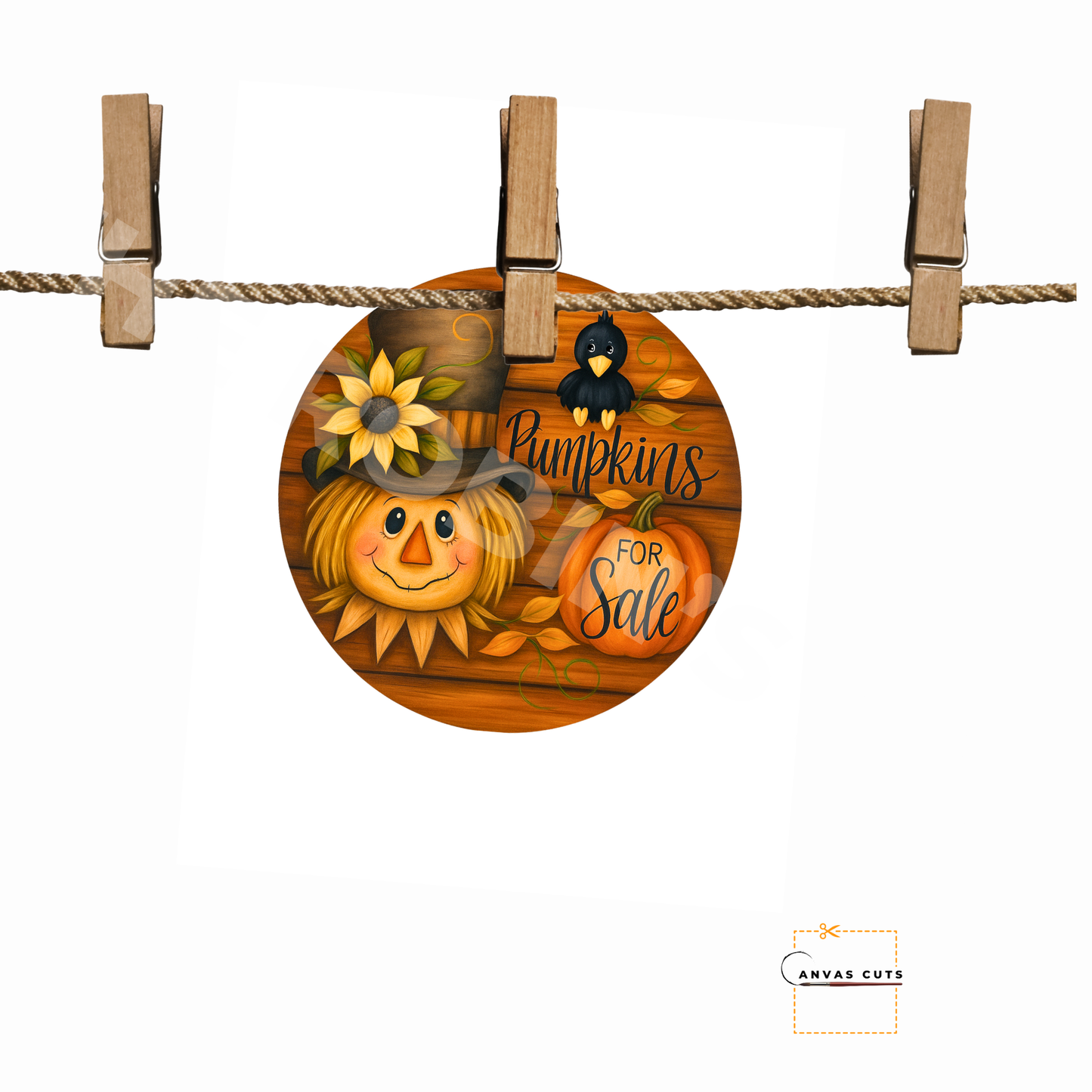 “Pumpkins for Sale” Scarecrow – Fall Crafting Canvas for Door Hangers, Wreaths & Porch Decor
