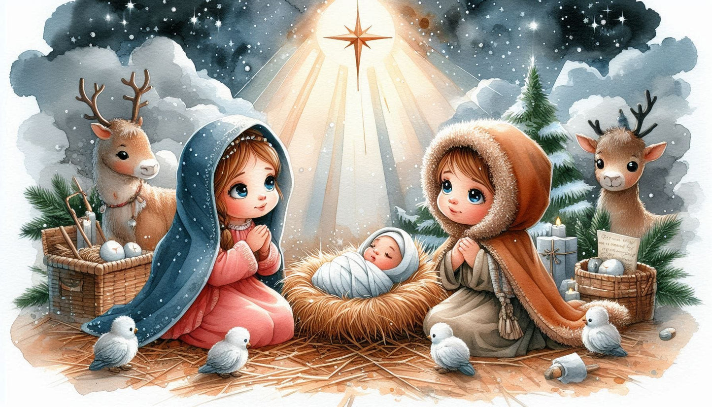 Nativity Kids Fabric Canvas
