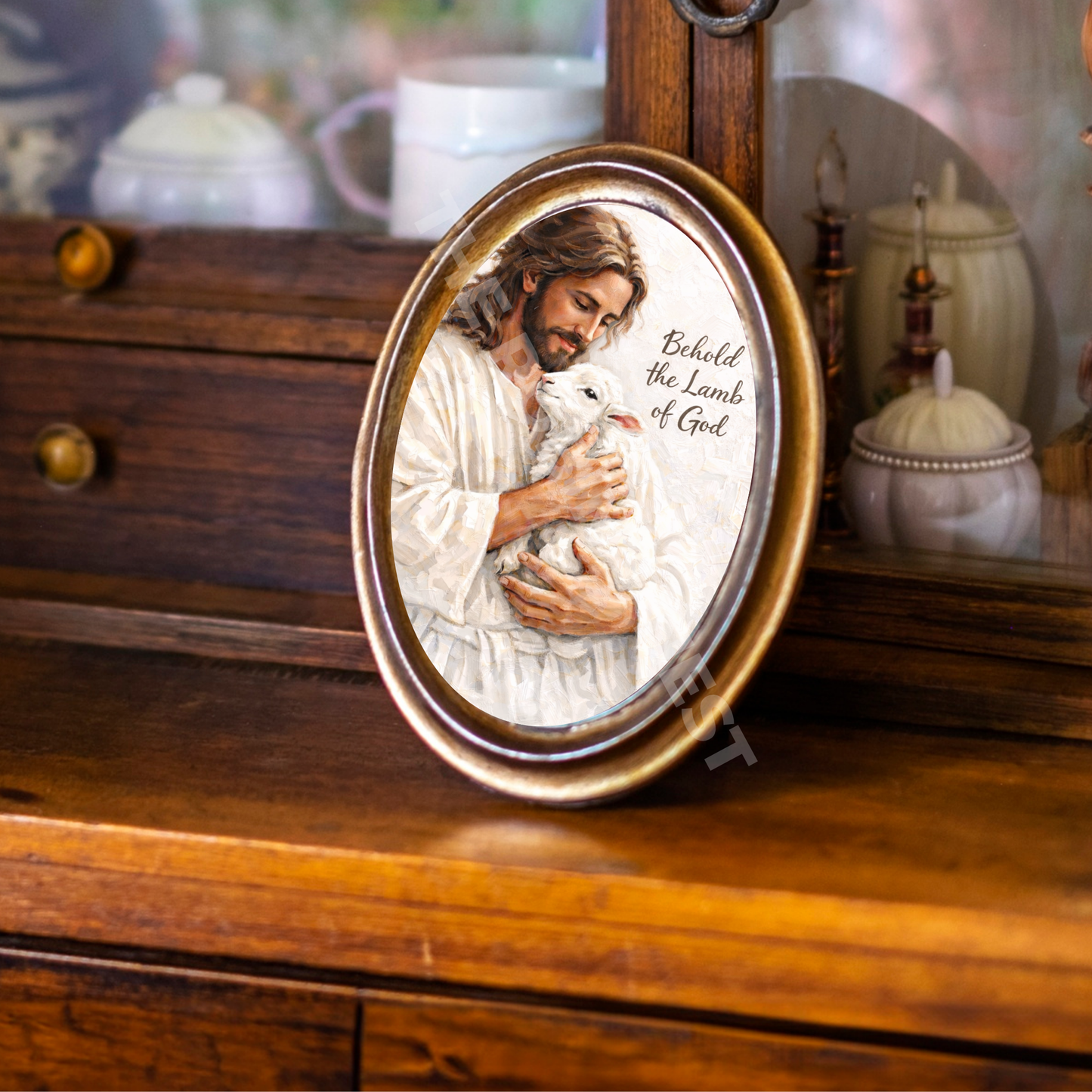 Behold the Lamb of God Canvas – Jesus with Lamb Design