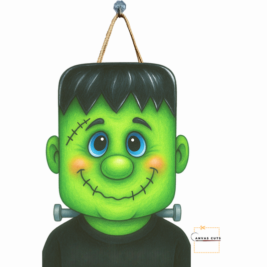 24" Frankenstein Canvas Door Hanger – Sealed Canvas on Wood with Rope Hanger
