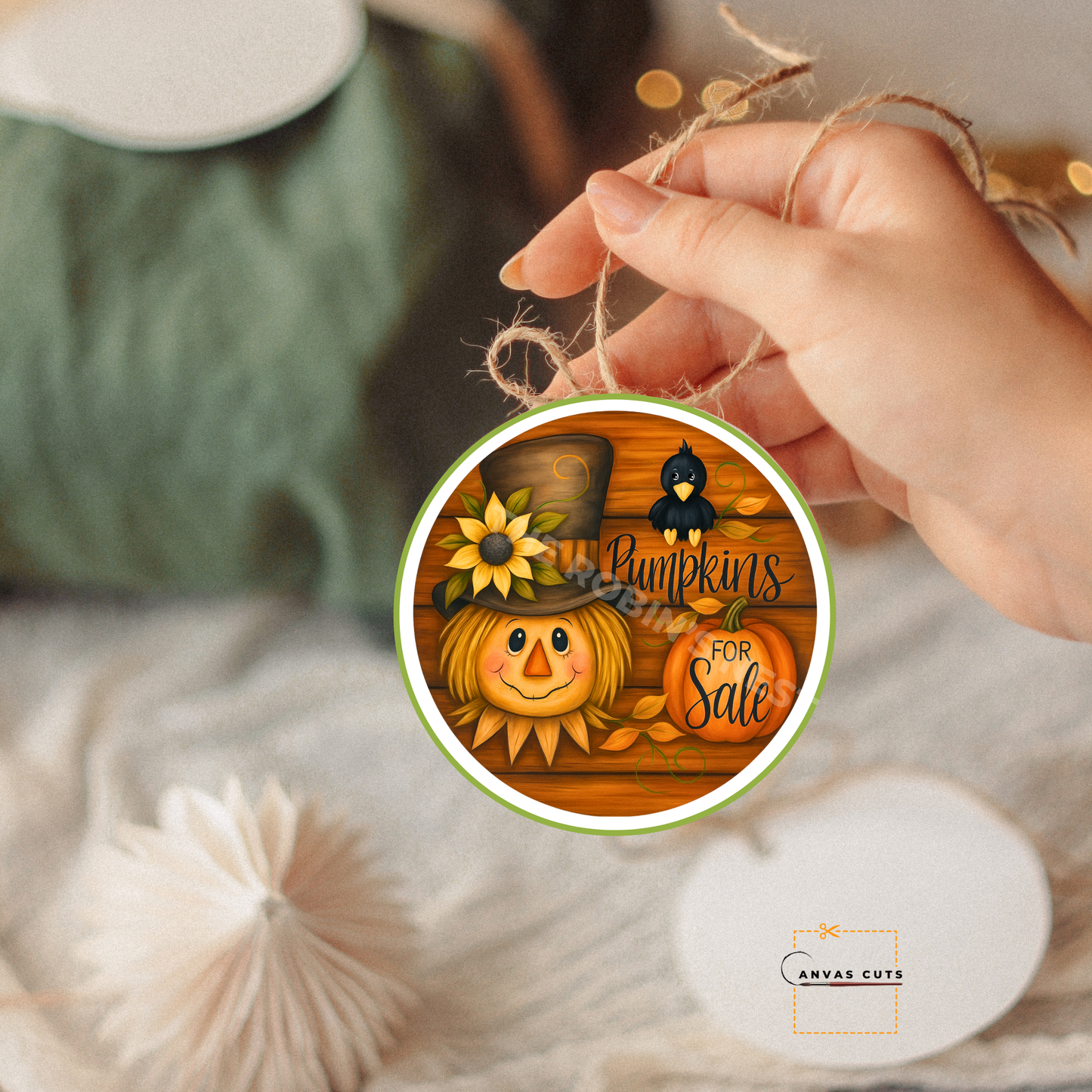“Pumpkins for Sale” Scarecrow – Fall Crafting Canvas for Door Hangers, Wreaths & Porch Decor