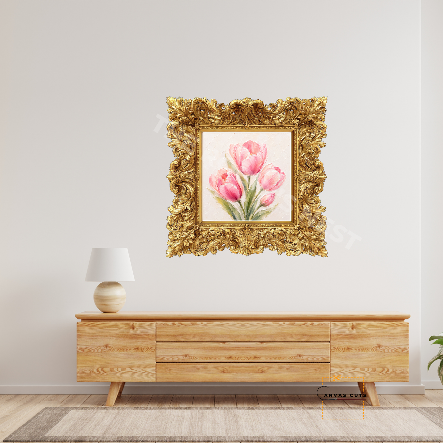Pink Tulip Canvas Cut | Textured Floral Fine Art Print for DIY Crafts & Home Decor