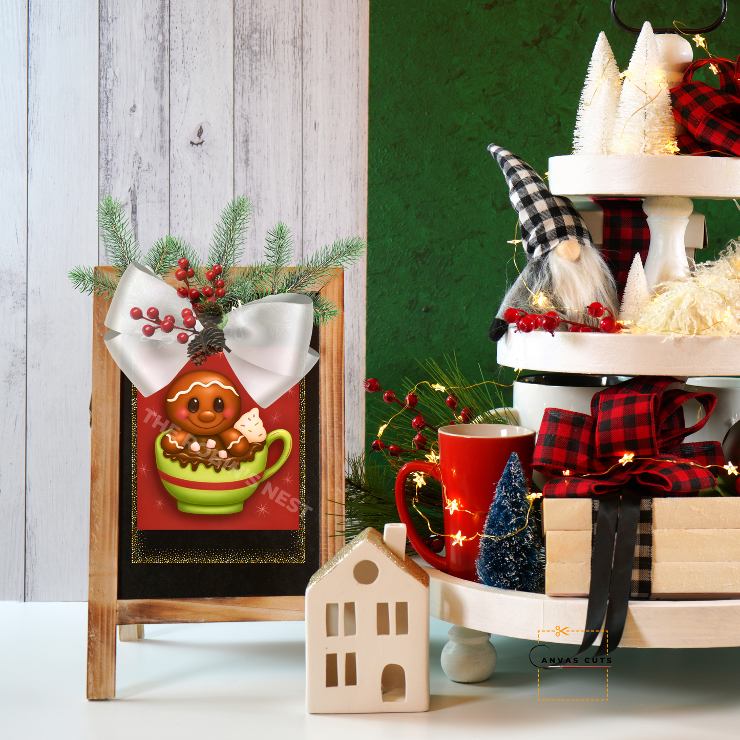 Gingerbread in a Cocoa Cup – Personalizeable Canvas Cut for DIY Crafting, Holiday Décor & Craft Shows