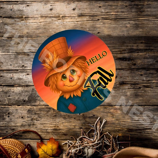 "Hello Fall" Scarecrow – Autumn Crafting Canvas for Door Hangers, Porch Signs & Wreath Accents