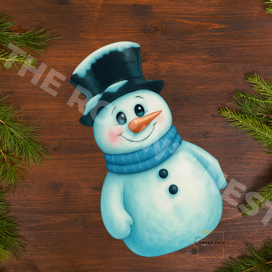 Buttons the Snowman with Blue Scarf