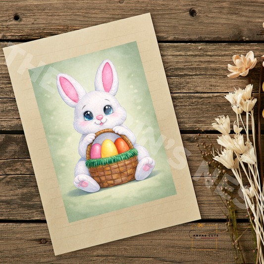 Penelope Bunny – Green Background Basket