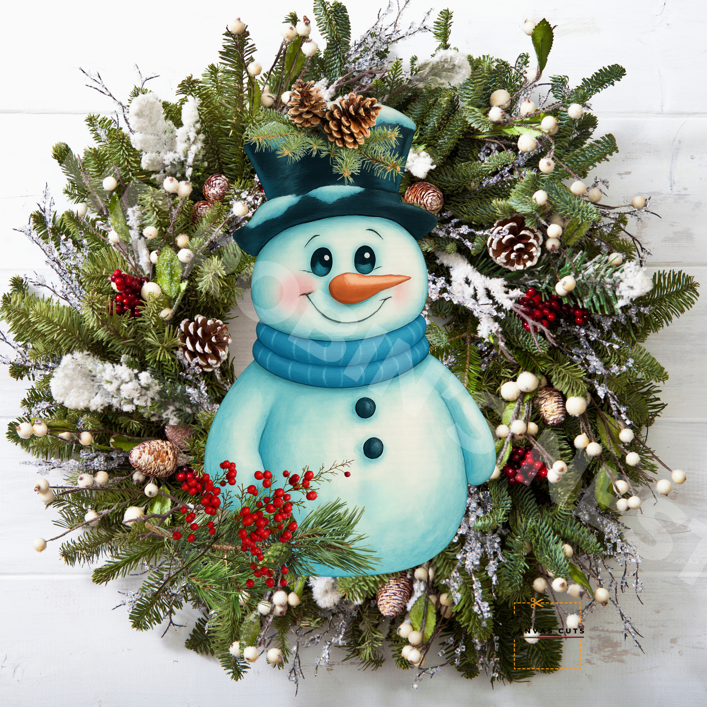 Buttons the Snowman with Blue Scarf