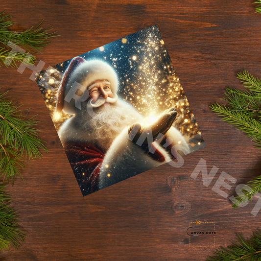Santa Surrounded by Magic Holding Holiday Wonder