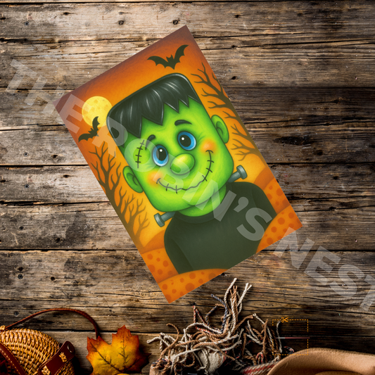 Mr. Frankenstein with Background – Halloween Craft Canvas for Door Hangers, Porch Signs & Market Crafts