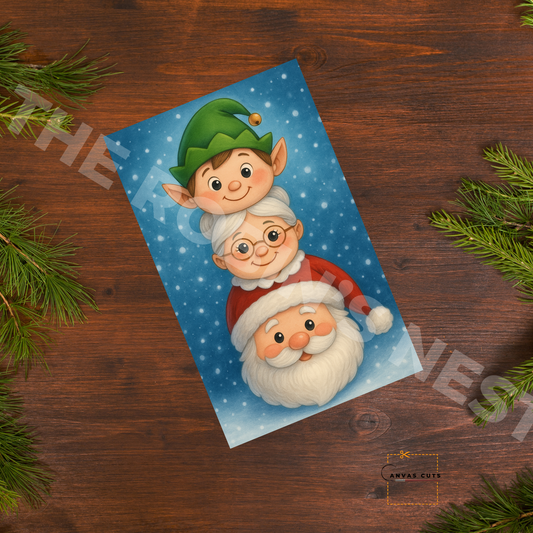Stacked Santa, Mrs. Claus & Elf – DIY Christmas Canvas for Holiday Door Hangers & Festive Crafts