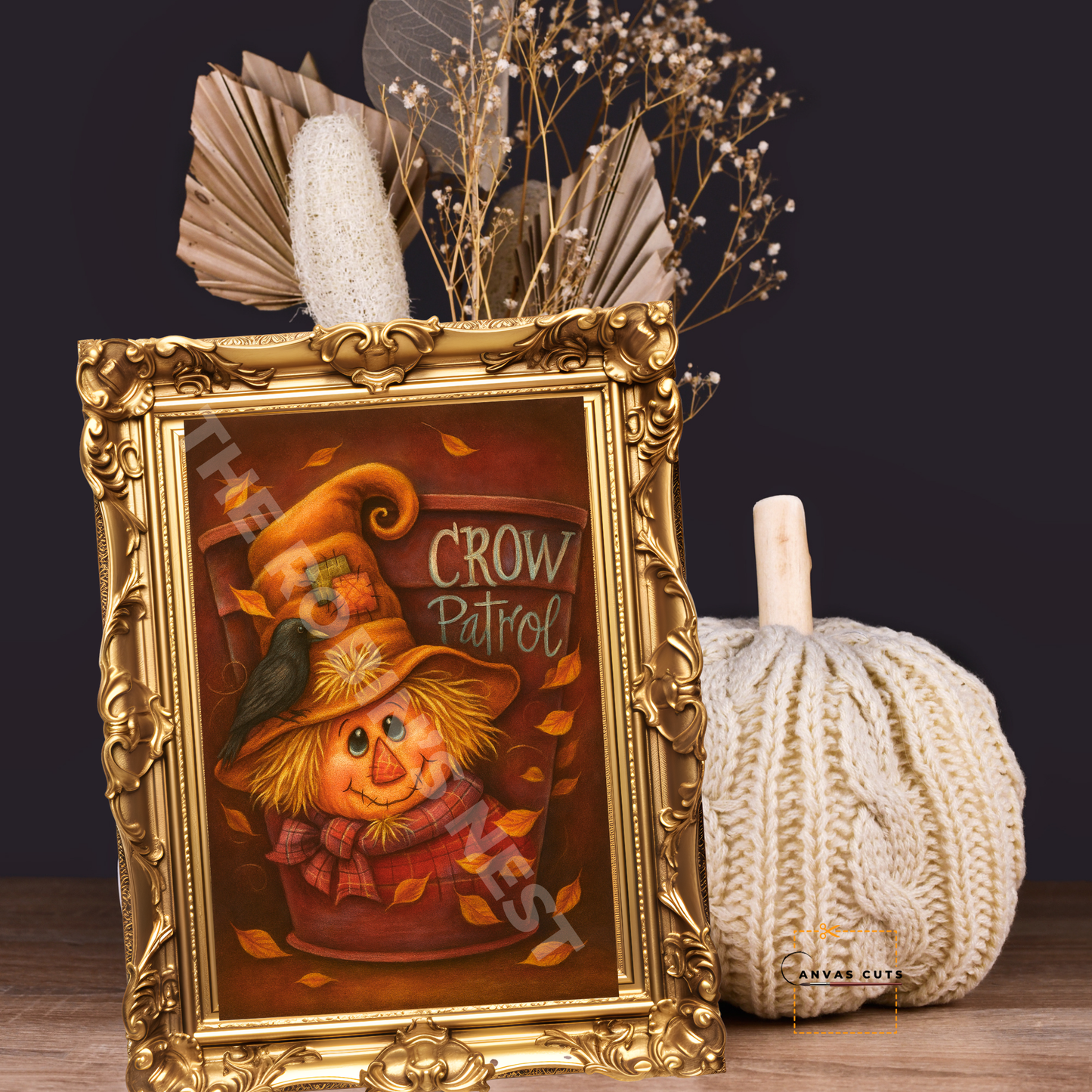 Crow Patrol Scarecrow – Personalizeable Canvas Cut for DIY Crafting, Fall Décor & Craft Shows