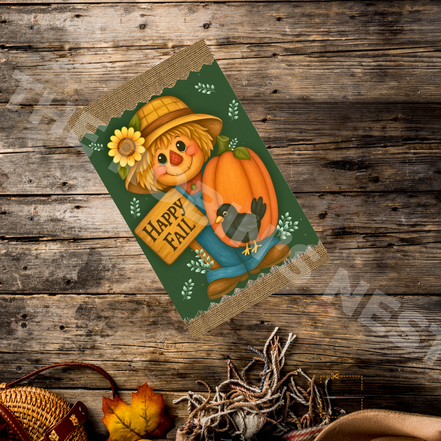 Happy Fall with Pumpkin and Green Background – Personalizeable Canvas Cut for DIY Crafting, Autumn Décor & Craft Shows