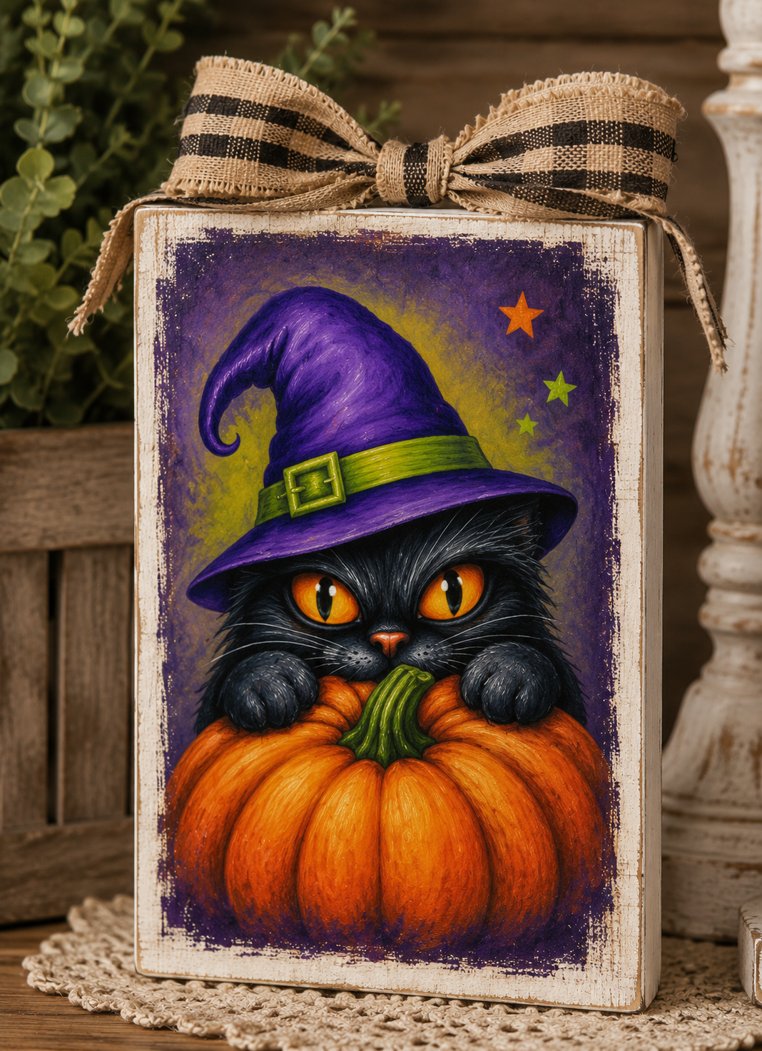 Black Cat Witch Halloween DIY Canvas Bundle - 12 Pieces
