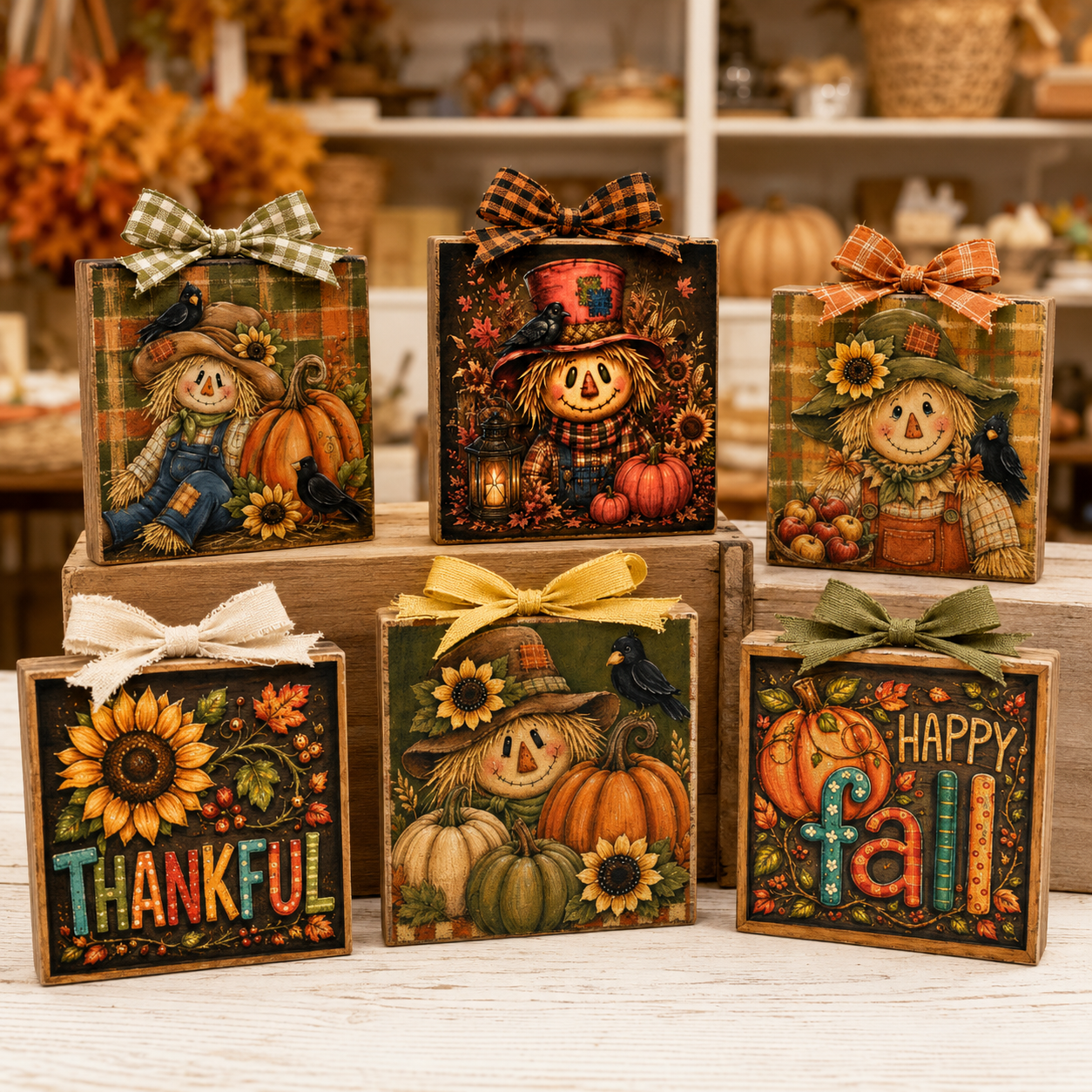 Fall Scarecrow Mini Bundle Magnets & 4x4" Block DIY Canvas Cuts Launch Bundle – 55 Pieces