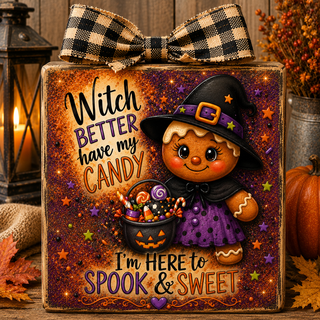 Witch Better Have My Candy Gingerbread Witch Canvas Print | Halloween Door Hanger & DIY Craft Canvast