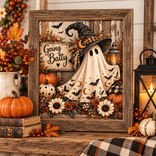 Going Batty Primitive Ghost - Fine Art Canvas