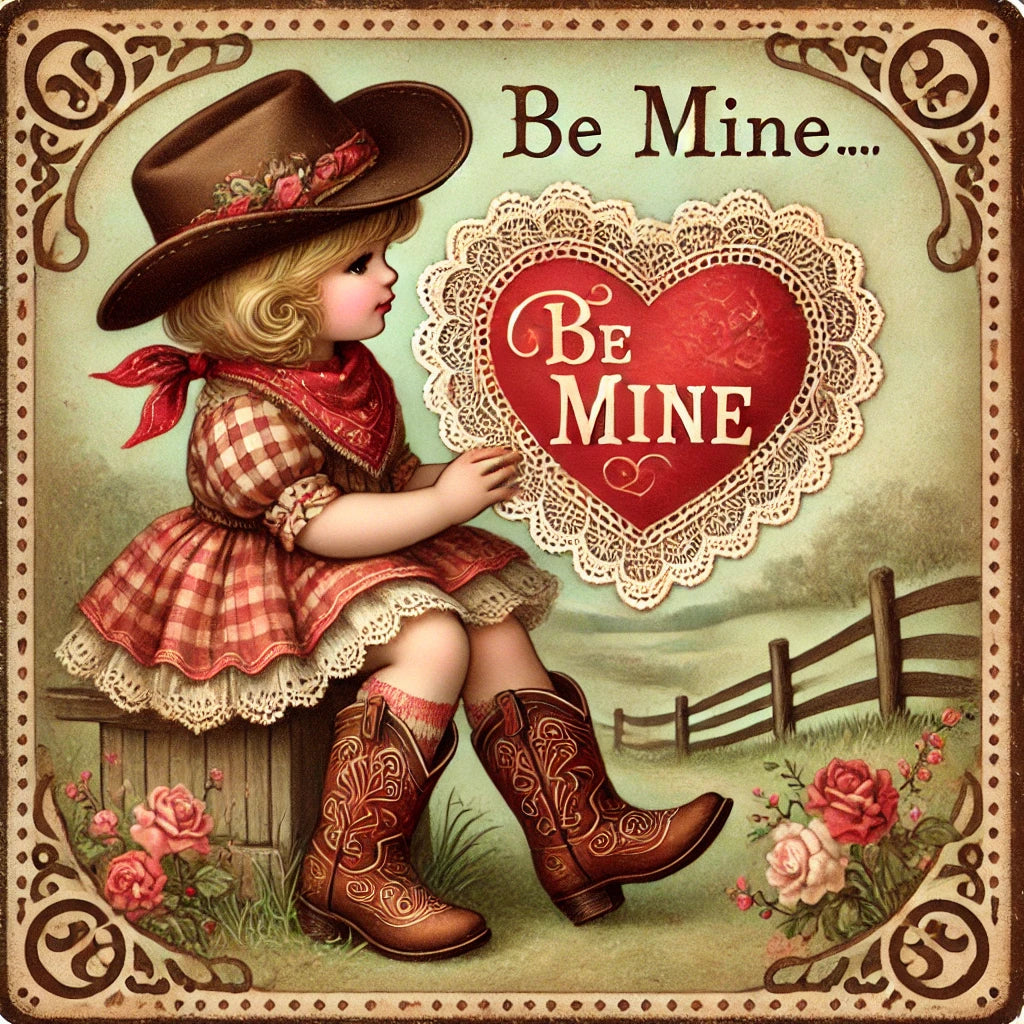 Valentine - Cowgirl - Be Mine Fabric Canvas