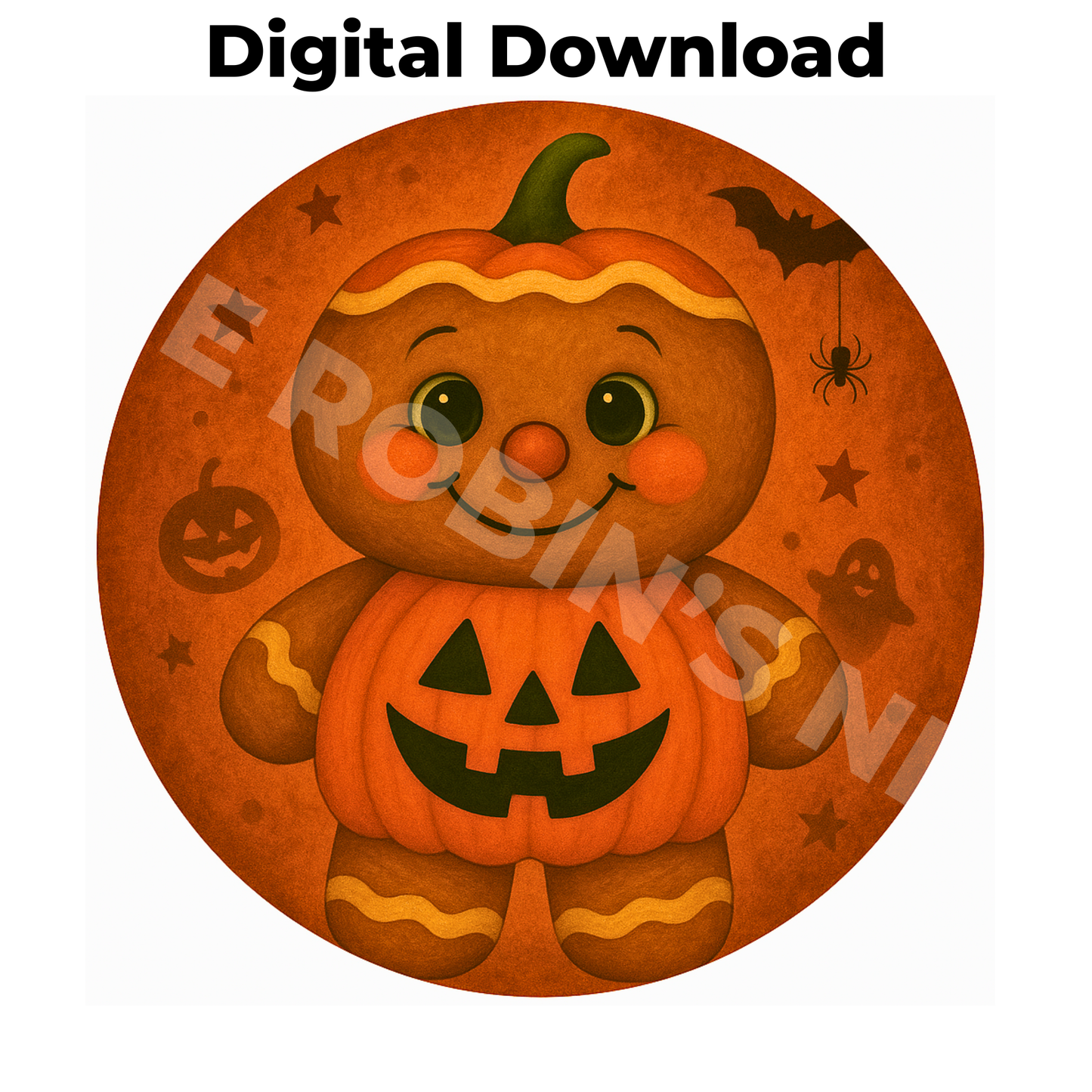 Gingerbread in Pumpkin Jack‑o‑Lantern Costume Printable PDF/PNG