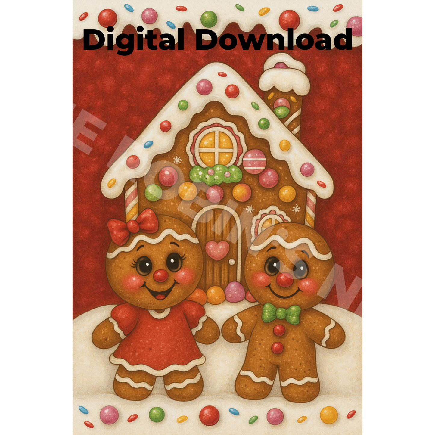 Gingerbread House + Girl & Boy Gingerbread PDF/PNG Download